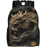 HJTRW Rucksack mit fliegendem Drachenmalerei, Laptop-Rucksack für Männer und Frauen, wasserdicht, große Kapazität, Reisen, lässiger Tagesrucksack, Chinesischer Drachen-Stil, Einheitsgröße, - Einheitsgröße