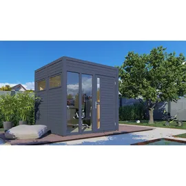 BERTILO Gartenhaus Cubus 2 Office - 19 mm anthrazit