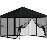 vidaXL Garten Pavillon 3 x 3 m inkl. 4 Seitenteile Schwarz