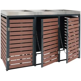 Mendler Mülltonnenverkleidung HWC-K14 124 x 146 x 102 cm blau