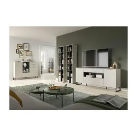 xonox.home Sideboard Noida 185 x 80 x 41 cm Kaschmir Nachbildung / Schwarz