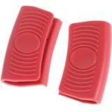 Prasacco 2 Stück Silikongriffe für Töpfe, Silikon Helfen Griff Halter 8 x 4 cm Hitzeschutz Topfgriff Rutschfeste Topfgriff Schutzhülle für Ofenschalen Gusseiserne Bratpfannen Kochen Backen (Rot)
