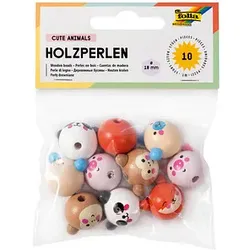 folia Bastelset Holzperlen Tiergesicht natur