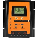 Solar Ladegerät Solar Laderegler, Kunststoff IP32 12V/24V 30A 50A MPPT Solarladeregler Solarpanel Batterieregler Dual USB LCD Display(70A)