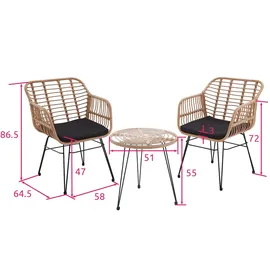 Tectake Molfetta Set 3-tlg. natur