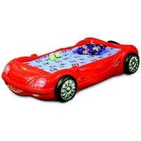 JVmoebel Kinderbett, Kinderzimmer Design Rennwagen Autobett mit Matratze Lattenrost rot