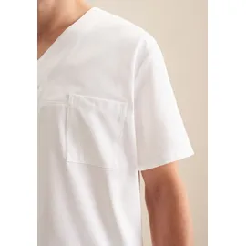 Seidensticker Funktionshemd SEIDENSTICKER, Herren, Gr. XL43-44, normale Ärmellängen, weiß, 60% Baumwolle, 40% Polyester, unifarben, regular fit, V-Ausschnitt, gerader Abschluss, Hemden, Kasack Uni