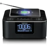 Lenco CR-650BK DAB+/ FM Radiowecker mit Bluetooth"' und kabelloser Ladefunktion, schwarz