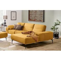W.SCHILLIG Ecksofa run, Designsofa mit tollem Sitzkomfort, bequem, L-Form, mit Holzsockel, Füße in Schwarz pulverbeschichtet, Breite 319 cm gelb