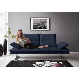 W.Schillig 2-Sitzer "broadway, Designsofa mit tollem Sitzkomfort", blau (blau z59), B:216cm H:94cm T:96cm, Longlife Xtra-Leder Z59: Glattleder mit modischer Prägung.