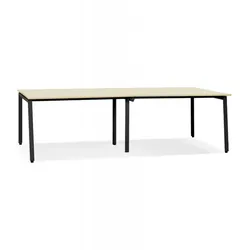 Schreibtisch Doppelbank aus Holz und Metall | Kollaborativer Arbeitsplatz für 8 Personen | Moderner Bürotisch mit Bankform | Kadima Design