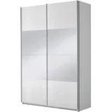 Rauch Möbel Imposa Schrank Kleiderschrank Schwebetürenschrank in Hochglanz Weiß mit Spiegel 2-türig inkluisve Zubehörpaket Basic 2 Kleiderstangen, 2 Einlegeböden BxHxT 136 x 210 x 62 cm