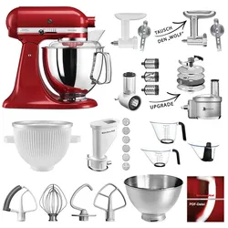 KitchenAid Küchenmaschine Artisan 5KSM175PS Mega-Sommer Set Empire Rot