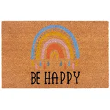 nyvi Fußmatte Kokos - 40x70 cm Rechteckig - Be Happy Rainbow