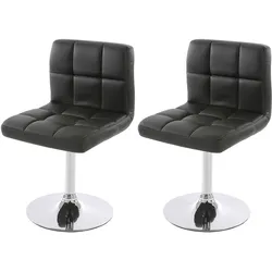 2er-Set Esszimmerstuhl Drehstuhl Stuhl Kavala Kunstleder Chrom ~ schwarz