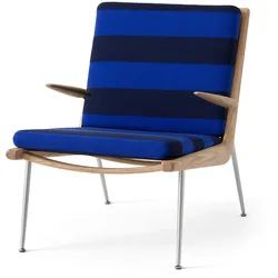 &Tradition - Boomerang HM2 Loungechair, Gestell Eiche geölt / Beine Edelstahl, blau (Reflex 0779)