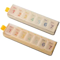 Pillendose 7 tage klein,Pillenbox,Medikamenten Organizer,Wöchentliche Medizinbox, doppellagiger Schutz, bessere Feuchtigkeits- und Staubvermeidung. (2Gelb+Cremefarbe)