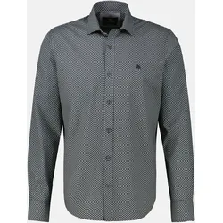 Langarmhemd in Übergrössen, dezent gemustert - Light Coffee - 5XL