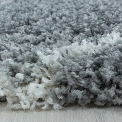 Carpetsale24 Hochflor Teppich Rauten Design Flauschiger Langflor Wohnzimmerteppich, Grau, 160 cm Rund