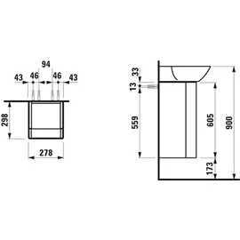 Laufen INO Waschtischunterschrank, zu Waschtisch 815301, - (weiß matt)