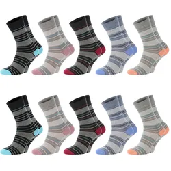 Chili Lifestyle Damen Socken Streifen 10 Paar Baumwolle Weichbund