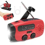 Notfallradio mit Solar/Kurbelantrieb, 2000mAh Solar Radio, SOS-Alarm, AM/FM/WB, LED-Taschenlampe (700LM), IPX4 Wasserdicht Für Outdoor Camping & Krisenvorsorge