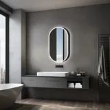 Talos Spiegelschrank mit Beleuchtung Oval Vento 45x80 cm schwarz schwarz