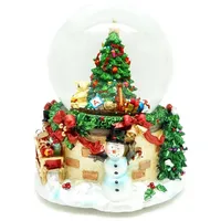 Ellug Schneekugel/Spieluhr zum Aufziehen mit Weihnachtsbaum & Schneemann Ø100mm H.: 15cm (0900010)