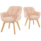 dubi möbel Esszimmerstühle 2er Set 360° drehbar mit Taschenfederkern, hoher Sitzkomfort, bis 150 kg belastbar, Stoff Rosa, Massivholzgestell aus Eiche, klassisches Design, Modell Mika-AVA