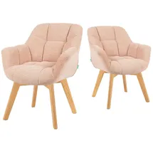 dubi möbel Esszimmerstühle 2er Set 360° drehbar mit Taschenfederkern, hoher Sitzkomfort, bis 150 kg belastbar, Stoff Rosa, Massivholzgestell aus Eiche, klassisches Design, Modell Mika-AVA