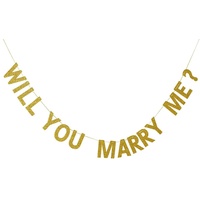Will You Marry Me Banner Wimpelkette für Valentinstag, Hochzeit, Brautparty, Heiratsantrag, Verlobung, Party-Dekoration, Gold Glitter