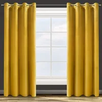 Eurofirany Design91 Samtvorhang Ösen Ösenschal Blickdichte Vorhänge Samt Velours 140x250 Cm (SENF)