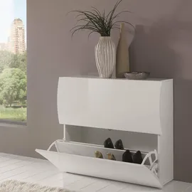 Dmora Schuhschrank 101 x 82 x 27 cm glänzend weiß