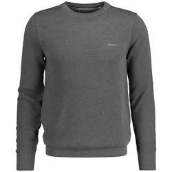 GANT Herren Pique-Strickpullover, Rundhals - COTTON PIQUE C-NECK, Baumwolle Grau XL