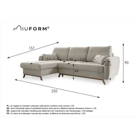 miuform Eckcouch Polyester 2-Sitzer Türkis