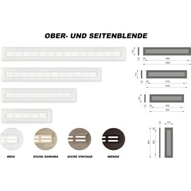 HEXIM Zubehör für HEXIM Heizkörperverkleidungen, Obere und seitliche Abdeckungen & Halterung (Seitenblenden Eiche sonoma) obere Heizkörper abdeckung Bad - Braun
