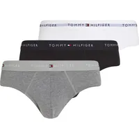 Slip "3P BRIEF DTM", Herren, Gr. S (48), 3 Stk., mid hthr, blck, th wht, Jersey, Obermaterial: 95% Baumwolle, 5% Elasthan, TOMMY HILFIGER UNDERWEAR, unifarben, körpernah, Unterhosen Slip, mit Logo-Elastikbund