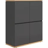 Xora Highboard Graphitfarben, Eiche Artisan, - B/H/T ca. 100,00x121,00x42,00