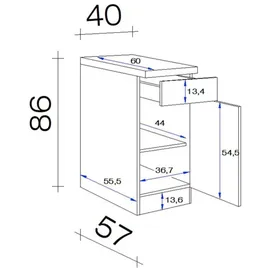 Flex-Well Unterschrank Antigua 40 x 86 x 60 cm Grau
