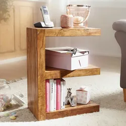 Kadima Design Beistelltisch `E` Cube `Nako`: Sheeshamholz, E-Konstruktion, 45x30 cm, 60 cm Höhe, handgefertigt. Braun, 45x30x60 cm