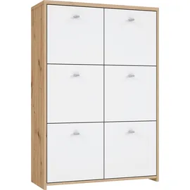 Forte CHEST Kommode mit 6 Türen, Holzwerkstoff, Artisan Eiche / Weiß, 77.1 x 112.5 x 29.6 cm