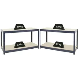 PROREGAL Mega Deal 2x Höhenverstellbare Werkbank DINO HxBxT 90x160x60cm Traglast 600kg Grau, Werktisch, Arbeitstisch