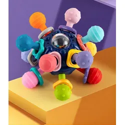 Fivejoy Lernspielzeug Puzzle Early Learning Neugeborenes Baby Zahnungsgel (Wave Drum Baby Geschenk für 3-12 Monate Babyspielzeug) blau