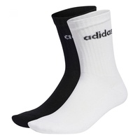 adidas Unisex Linear Crew Cushioned 3 Pairs Crew Socken, Medium Grey Heather/White/Black, M