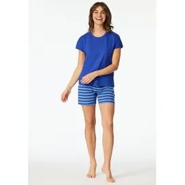 SCHIESSER Shorty Casual Essentials Pyjama-Shirt Blau XL (42)