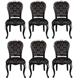 Casa Padrino Esszimmerstuhl Pompöös by Luxus Barock Esszimmerstühle mit Krone Schwarz / Silber - Pompööse Barock Stühle designed by Harald Glööckler - 6 Esszimmerstühle - Barock Esszimmermöbel