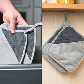 Westmark Topflappen – Praktische Topflappen für sicheres Arbeiten an Herd und Backofen, Küchenhandschuhe mit Hitzeschutz bis 250°C – Grau/Anthrazit