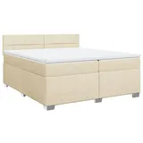 vidaXL Boxspringbett mit Matratze Creme 200x200 cm Stoff