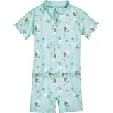 Playshoes UV-Schutz Einteiler Unisex Kinder Badeanzug Schwimmanzug Badebekleidung, Einhornmeerkatze, - Braun,Weiß,Hellblau - 74/80