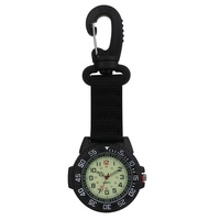 Avaner Karabineruhr Taschenuhr mit 24 Stunden leuchtendem Zifferblatt, Armbanduhr FOB Uhr mit Nylonband für Wanderer Ärzte Krankenschwestern Arbeitnehmer Schwarz